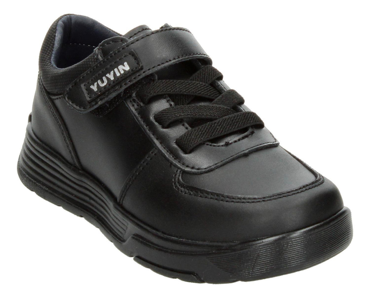 Zapato Escolar Yuyin Negro Velcro Y Cintas Para Niño T15-22, foto 4 de 10